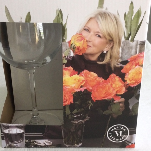 Martha Stewart Wine Glass Set with Orange and Yellow Floral Design - Picture 1 of 4